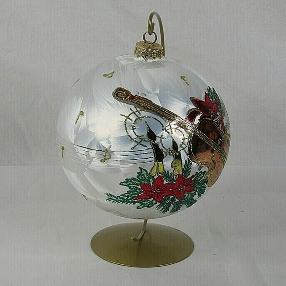 Vintage Christmas Ornament Glass Large Violin Music Candles with Table Top Stand - Picture 3 of 4